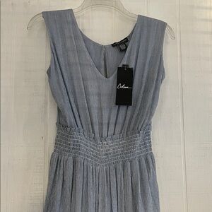 Chelsea & Theodore Light Blue Cropped Jumpsuit with Smocked Waistband